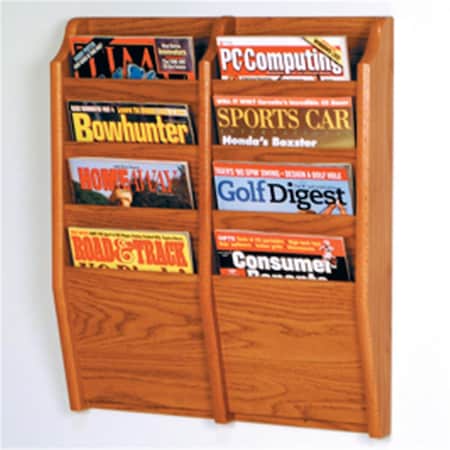 Wooden Mallet Cascade 8 Pocket Magazine Rack in Medium Oak WO599426
